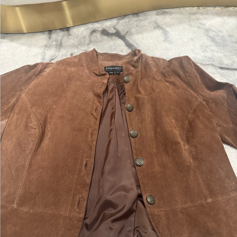 Bagatelle Brown Suede Blazer Size 12 Machine Washable!!